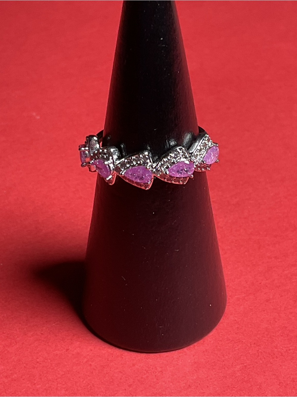 Bomb Party RG55723 “Chasin’ You” Lab Created Crystal on Rhodium Size 9 Ring NWT
